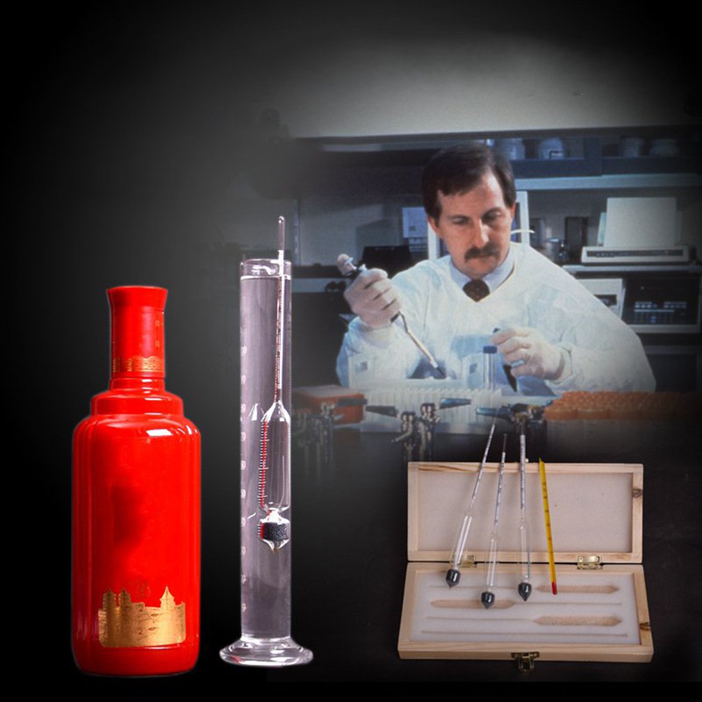 3 stykker måling 0 to alkoholindhold hydrometer tester termometer sæt vin måleinstrument