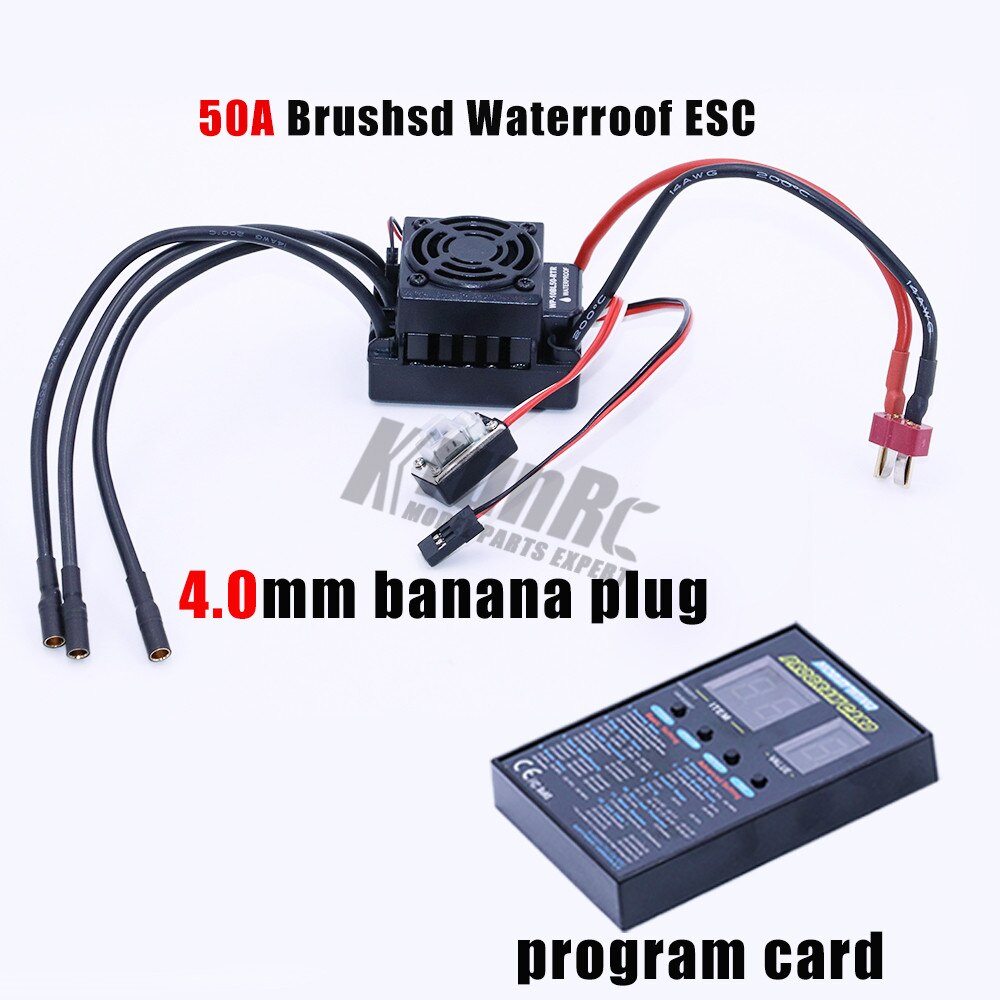 WaterProof 50A ESC 37017(03307) 107051 (03302) 3650 BRUSHLESS 540 Motor For 1/10 RC Cars Remote Control Car HSP HPI 2-3S Lipo: 4.0mm plug ESC CARD