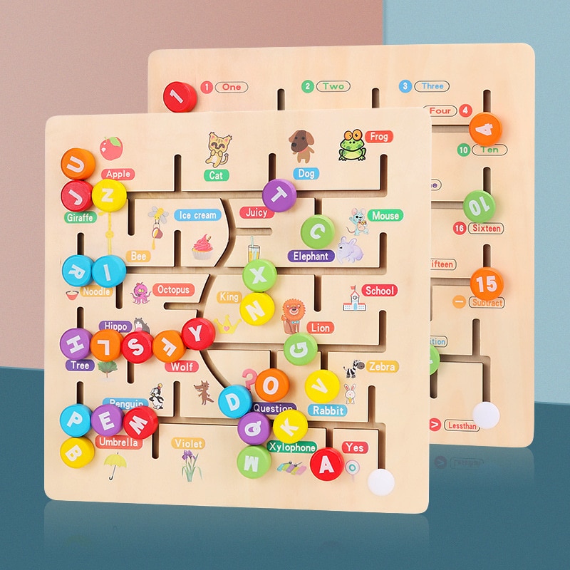 Holz Spielzeug Labyrinth Rutsche Rätsel Spielzeug für freundlicher freundlicher Baby Zahlen Buchstaben FrüHenne Bildungs Lernen Spielzeug für Kleinkind Junge Mädchen