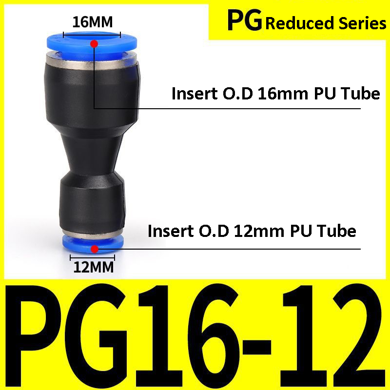 Pneumatiske fittings fitting plastkoblinger pu  pg 4mm 6mm to 8mm 10mm luft vannslange rør push-in rett luft hurtigkobling: Lilla