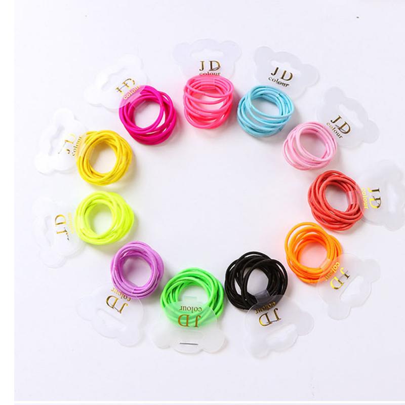 10 stuks/partij elastische haarband voor kinderen, scrunchy, kleine hoofddeksels, veelkleurige wegwerpbare rubberen band, kledingaccessoires