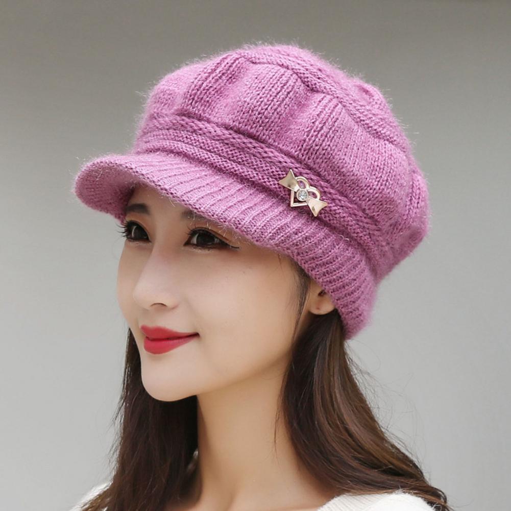 Peaked Hat All Match Autumn Winter Sun Protection Pure Color Knitting Hat Peaked Cap Accessories