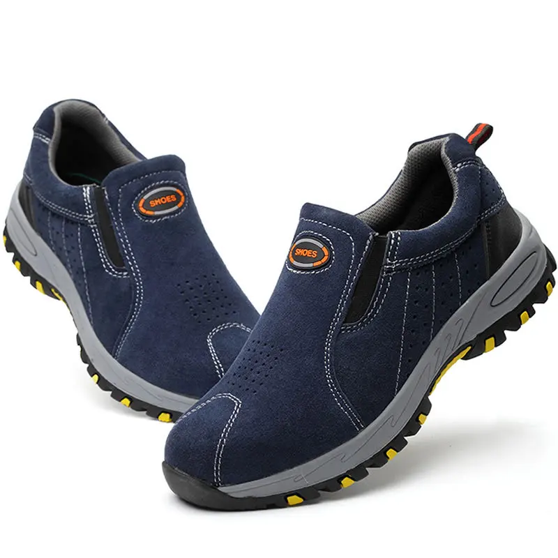 Botas de trabajo de seguridad para protección laboral, zapatillas antigolpes y antipinchazos para soldar, puntera de acero Industrial, zapatillas sin cordones para hombre