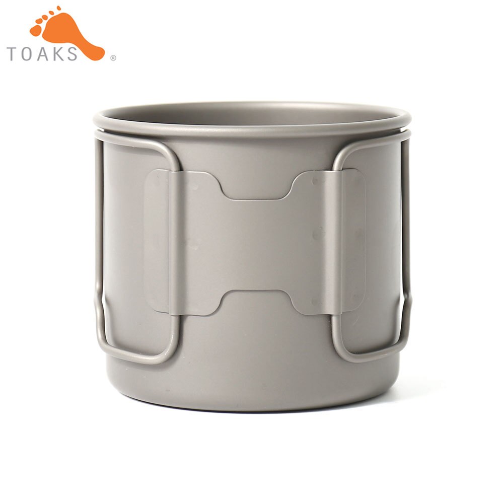 TOAKS CUP-375 Pure Titanium Cup Ultralight Outdoor Mok zonder Deksel en Opvouwbaar Handvat Camping Kookgerei 375 ml 62g