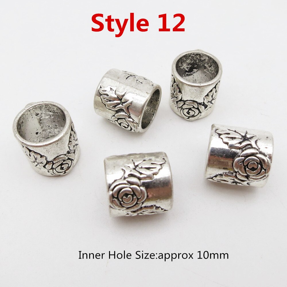 5 Stks/pak Big Hole Viking Haar Vlecht Dread Dreadlock Baard Kralen Ringen Buis Voor Vrouwen Mannen Haaraccessoires: 5pcs Style 12