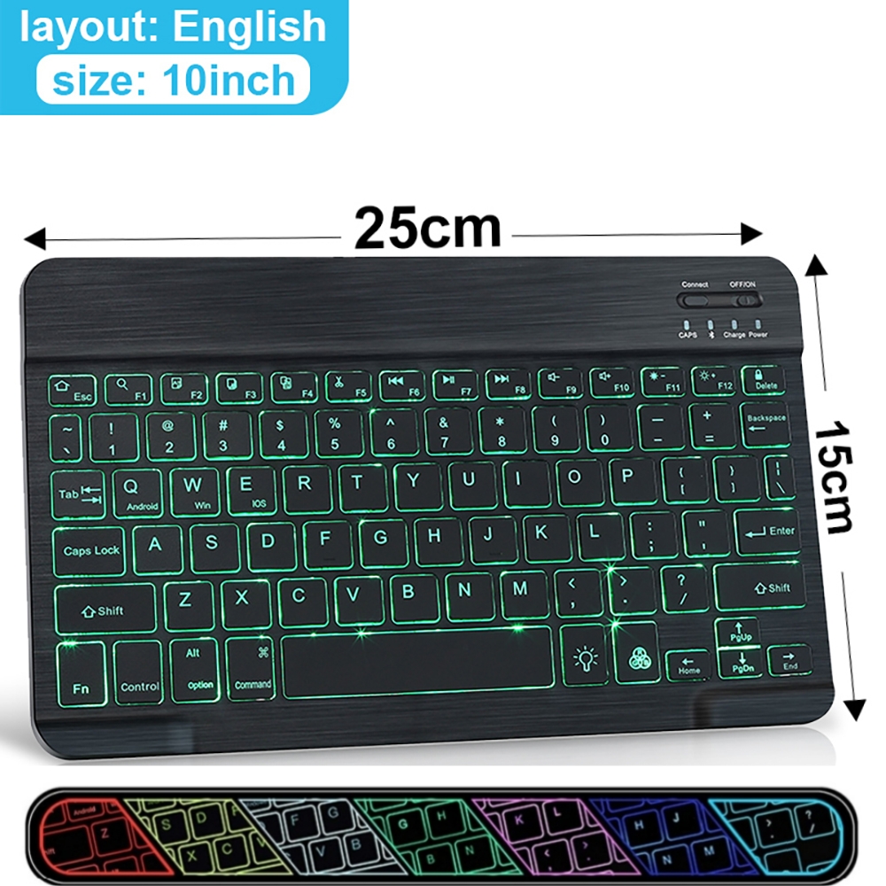 Wireless Keyboard RGB Bluetooth Keyboard Wireless Russian Keyboards Rechargeable Multi Backlit For IOS Android Windows For iPad: Silver
