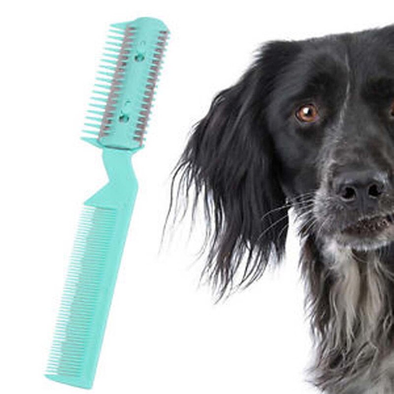 Kæledyr hund hår trimmer kam skære skåret med 2 knive pleje barbermaskine udtynding hund kat kamme hund kat hårfjerner hår børste & kam