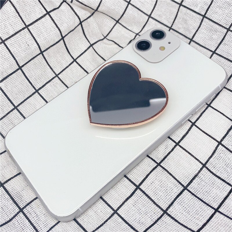 Presa di cristallo rhinstone cuore del telefono dello specchio del basamento rotondo popolare anello di barretta staffa di montaggio supporto mobile: meiguijinbianjingzi