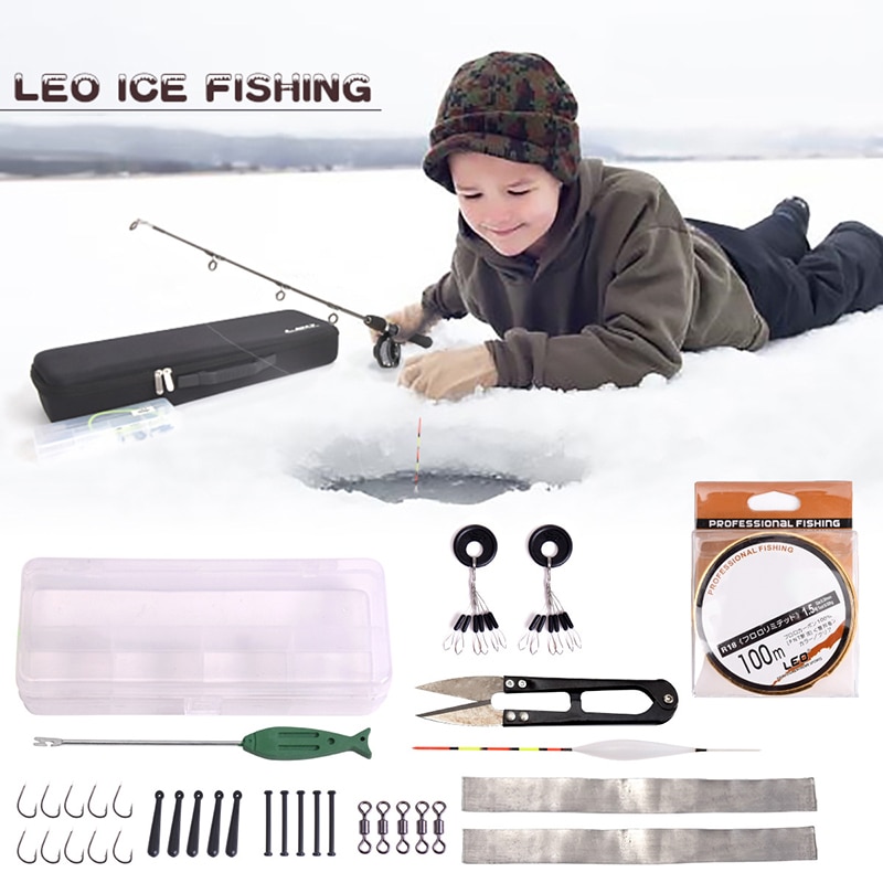 1 Set Telescopic Fishing Rod and Reel Full Kits Fishing Gear Pole Sets with Line Lures Hooks Case Winter Ice Fishing Rod Kit: Default Title