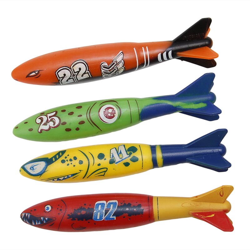 4 Pcs Rubber Swimming Pool Toys Diving Sport Outdoor Toypedo Bandits Play Water Fun Pool Fun Toys Games