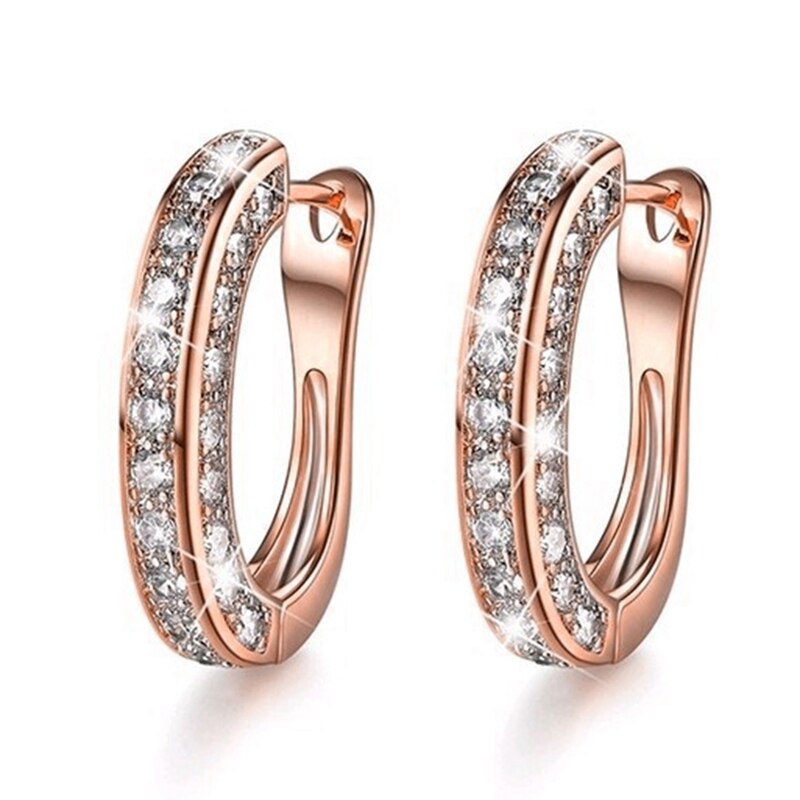 1 paar Luxus Großen Runden Kreis Hoop Ohrringe "U" Form Gold Gefüllt Zirkon Partei Ohrringe Schmuck: RGD