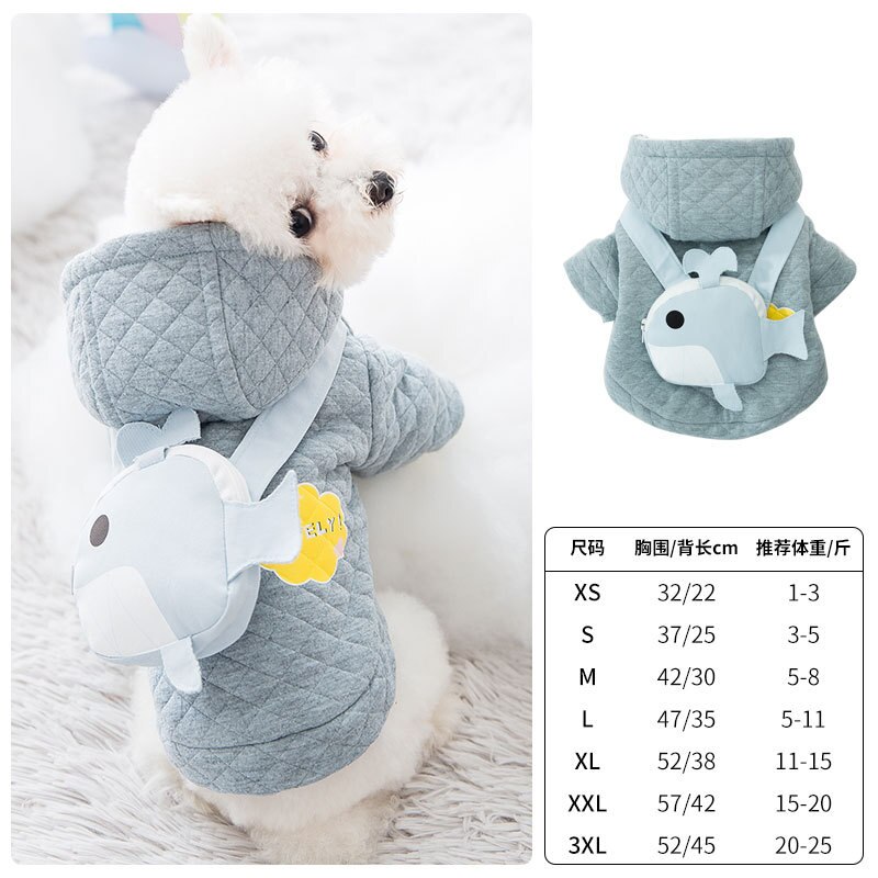 Kat Kleding Winter Leuke Cartoon Walvis Warme Winter Katoen Gewatteerde Jas Teddy Kleine Hond Kat Huisdier Kleding: size