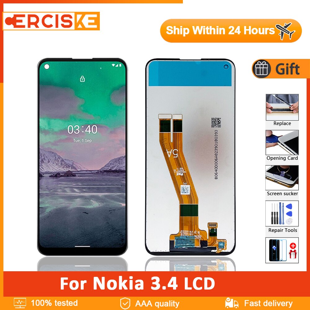 6.39 " original-display für nokia 3.4 ta-1288 ta-1285 ta-1283 lcd-display, touchscreen-digitizer-baugruppe, teile für nokia 3.4 lcd