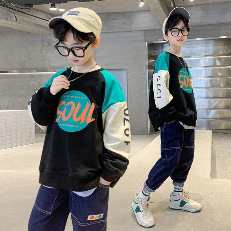 Sweat-shirt à capuche pour garçon et fille, style coréen, vêtements d&#39;extérieur pour enfants de 8, 10, 12 et 14 ans, collection printemps-automne 2022