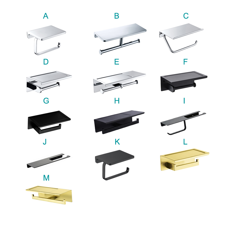 Toilet Roll Double Paper Long Holder with Rack Hanger Bathroom WC Accessories Hardware Matt Black Gold Chrome