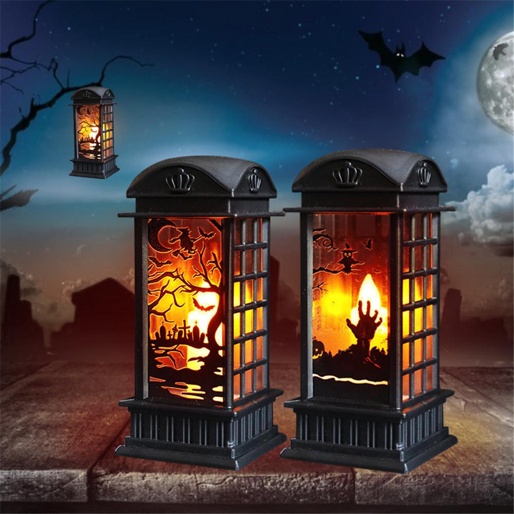 Halloween Night Light Pumpkin Lantern Retro Safe LED Night Light PVC Small Hand Lantern Home Party Decoration Candle Lamp