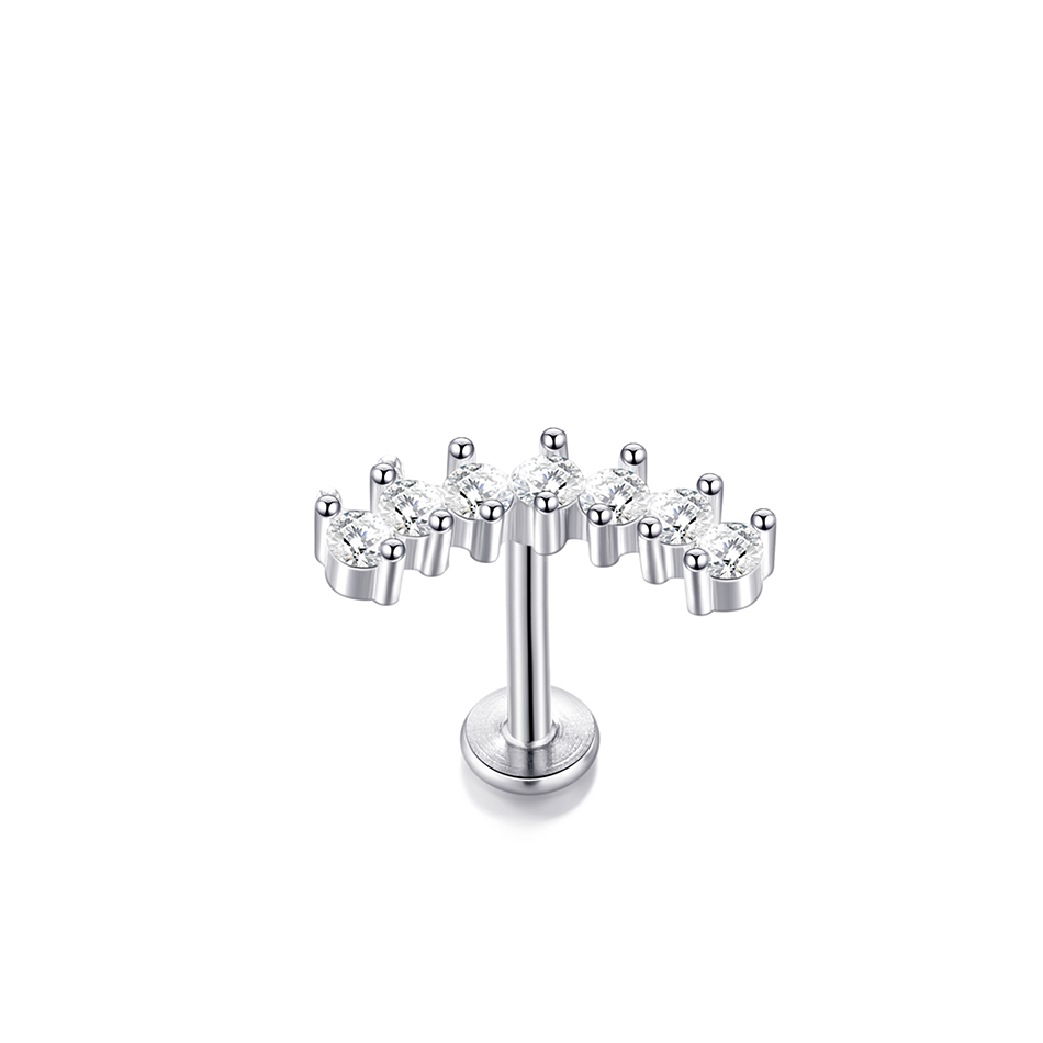 1PC Fiore di Cristallo Trago Orecchino Penetrante 16G Croce Cartilagine Penetrante perno elica Gioielli Conch torre Lobo Orecchino Labret perno: bianca / Rhodium d'imitazione placcato