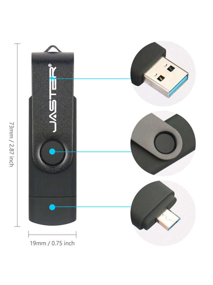 USB 3.0 OTG 64GB Black 2 in 1 Flash Drive 32GB Waterproof 16GB Plastic pendrive 8GB U disk 4GB Memory Stick Business