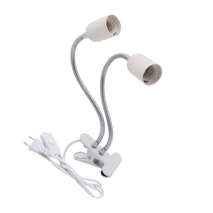 Zwart wit Plug-in Clip-on Light, Schroeflamp Clip-on Bureaulamp voor Bureau, Bedhoofdeinde met aan/uit-schakelaar, Klemlamp voor lezen: S / Zilver