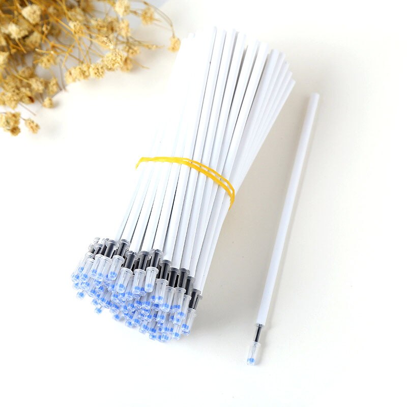 10 pc White Color Shell Gel Pen Refills 0.5mm Black Ink Kawai Pattern Office Stationery Supplies 13cm Length