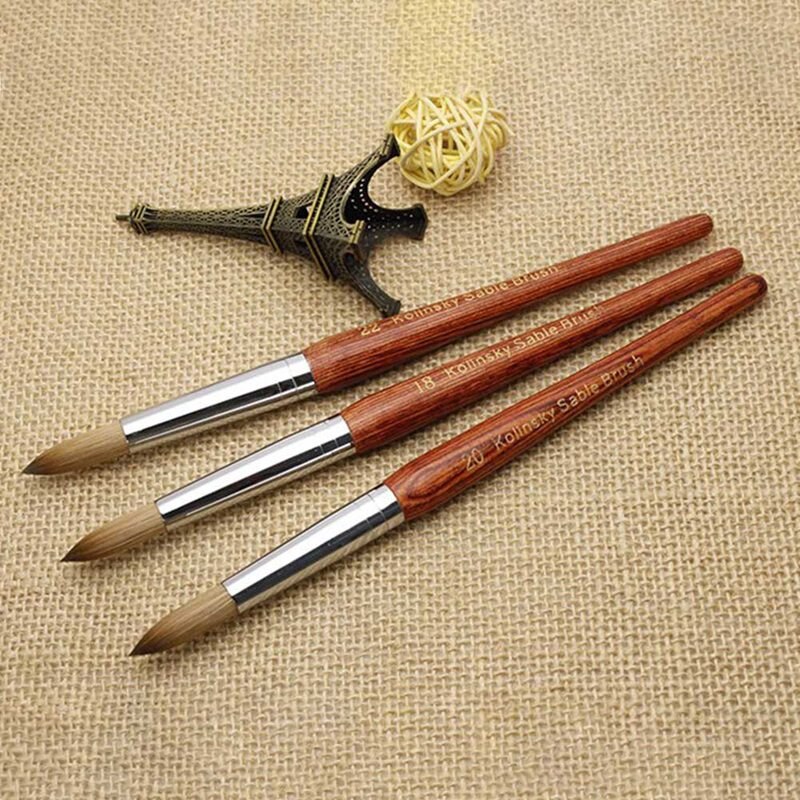 Round Sharp 1pcs 10#12#14#16#18#20#22#24 Kolinsky Sable Brush Acrylic Nail Art Brush Red Wood Crystal Acrylic Salon