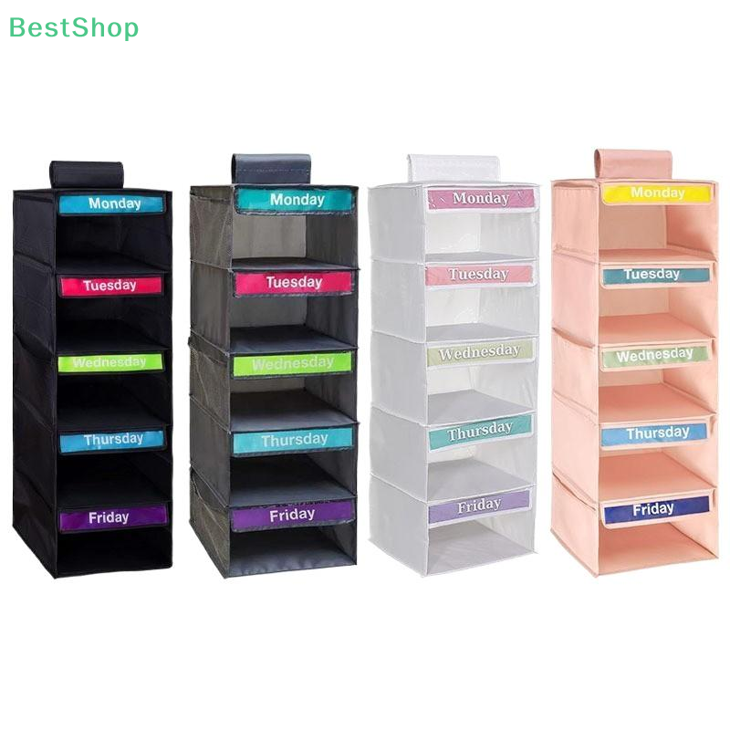 Organizer na ubrania z 5 półkami, tygodniowy, dla dzieci, wiszący organizer robić szafy, półki wiszące z motywem dni tygodnia dla dzieci.