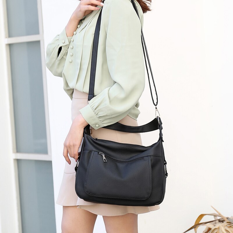 PU Leather Women Shoulder Bag Classic Soft Crossbody bag Ladies Messenger Bag Solid Color Large Capacity