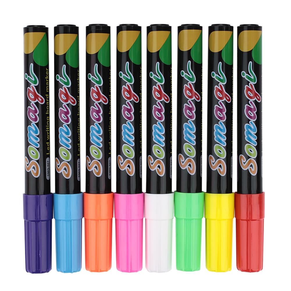 Dustless 8pcs Liquid Marker Pen Liquid Chalk Marker Liquid Chalk Pen Smooth LED Writing Board Highlighter Student Novelty