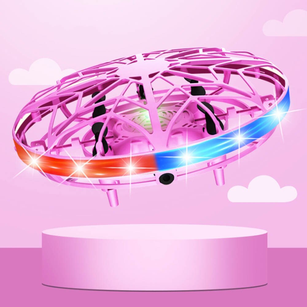 Ovni avion intelligent télécommande hélicoptère LED lumineux Mini hélicoptère UFO RC jouet de noël directe: pink