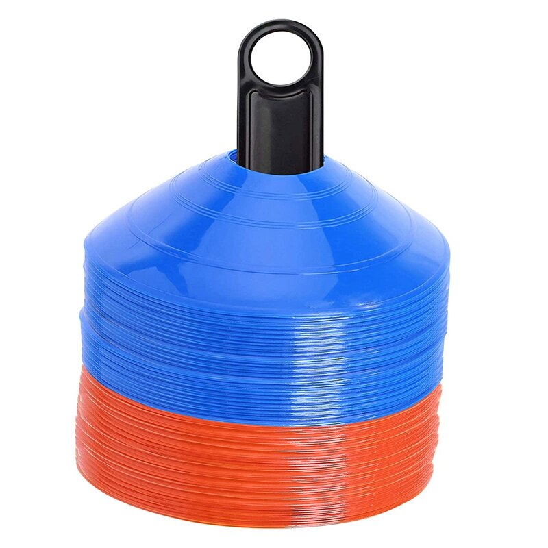 50 Pcs Disc Cones Agility Training Soccer Cones with Bag and Holder for Football Basketball Sports Field Cone Markers