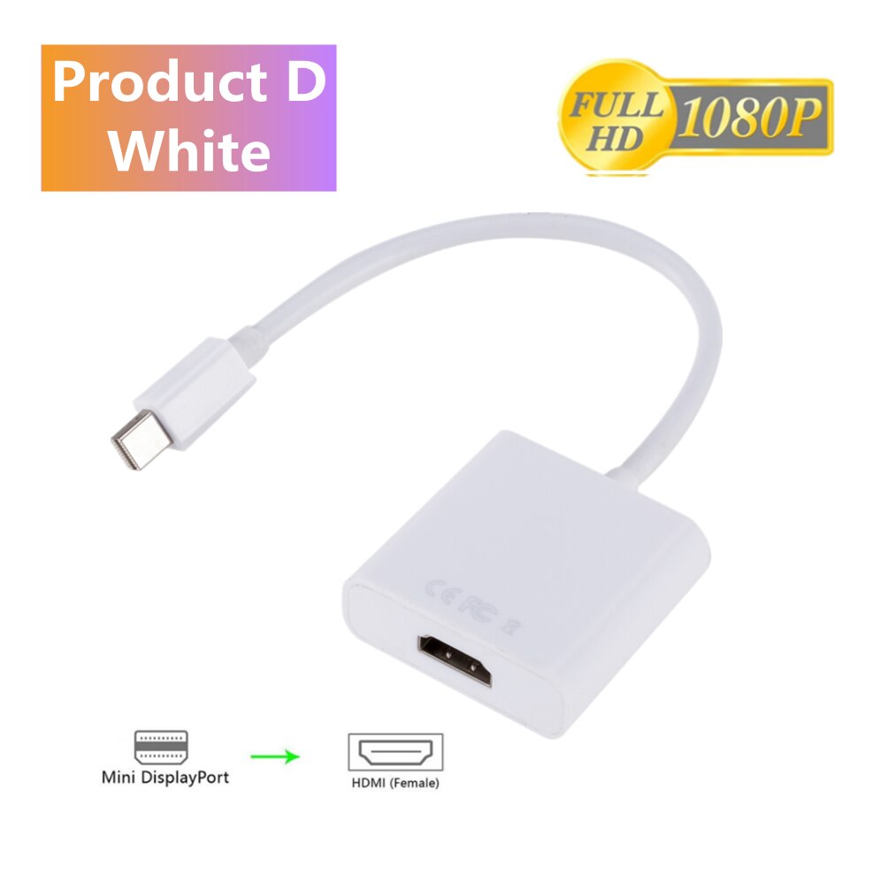 Grwibeou 3 w 1 Mini DP DisplayPort na HDMI VGA DVI Adapter Mini DP konwerter kabla dla MacBook Pro Air Mini DisplayPort: Product D White