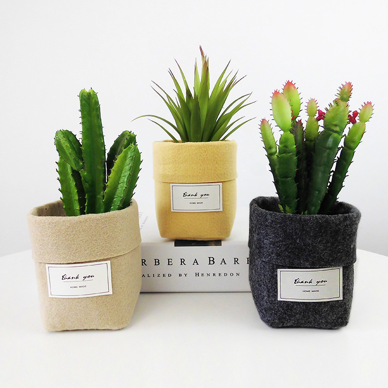 De almacenamiento de escritorio de la planta crece la bolsa a casa decoración Flor de escritorio cesta carnosa sentí Pot espesar jardín suministros jardinería Macetas