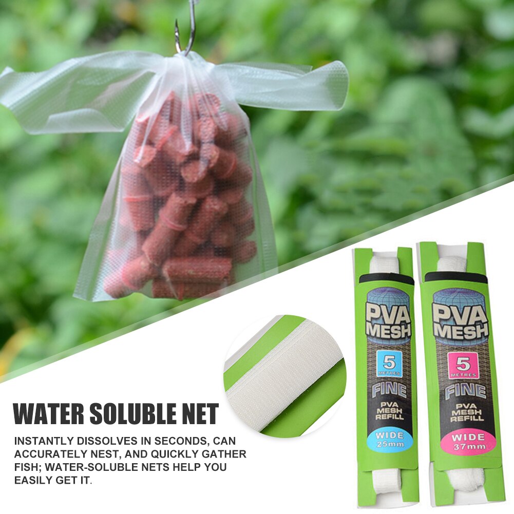 5M PVA Soluble Narrow Fishing Network Refill Stocking Bait Bag Protect Fish Net Rig Hook Bait Feeder Fishing Lure