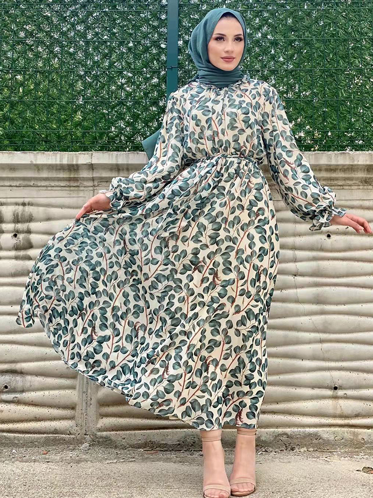 Sommer muslimische muslimische Frau Kleid Chiffon Dubai Abaya Ramadan afrikanische elegante Kleider für Frauen Abayas Kaftans Truthahn bescheiden