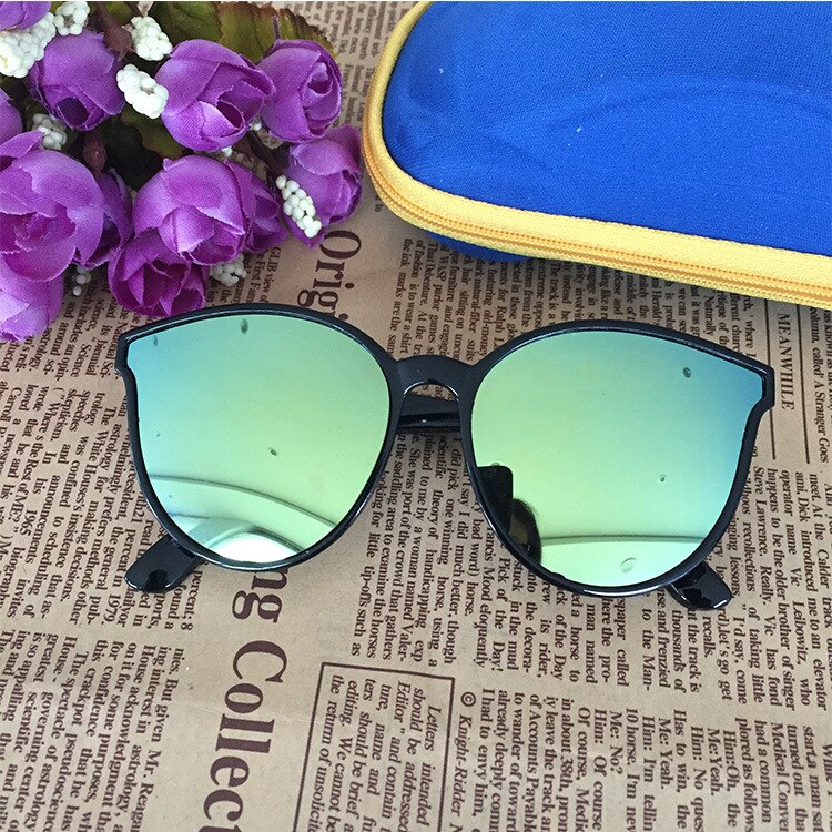 Leuke kat eye kinderen zonnebril kids meisjes jongens peuter zonnebril oculos de sol infantil: gold-mirro