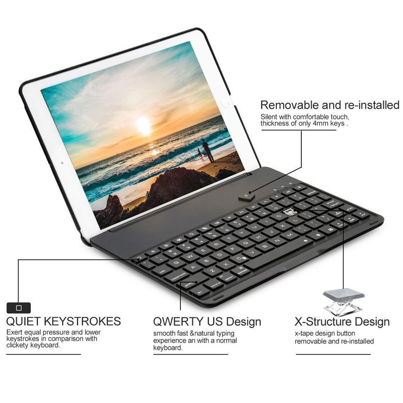 Smart Keyboard for Apple iPad 9.7 5th 6th Generation Bluetooth Keyboard Case for iPad mini 1 2 3 4 5 Air 1 2 Pro 9.7