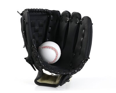 Guante de béisbol marrón para deportes al aire libre, equipo de práctica de Softball, tamaño 9,5/10,5/11,5/12,5, mano izquierda para adultos, hombre, mujer, niños, tren: Black Baseball Glove / 10,5 pulgadas