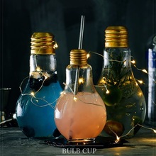 Creativa forma de bombilla de luz para cóctel, zumos, bebidas, botella tubular portátil, bonita copa de vino con personalidad para Bar, Club, en casa