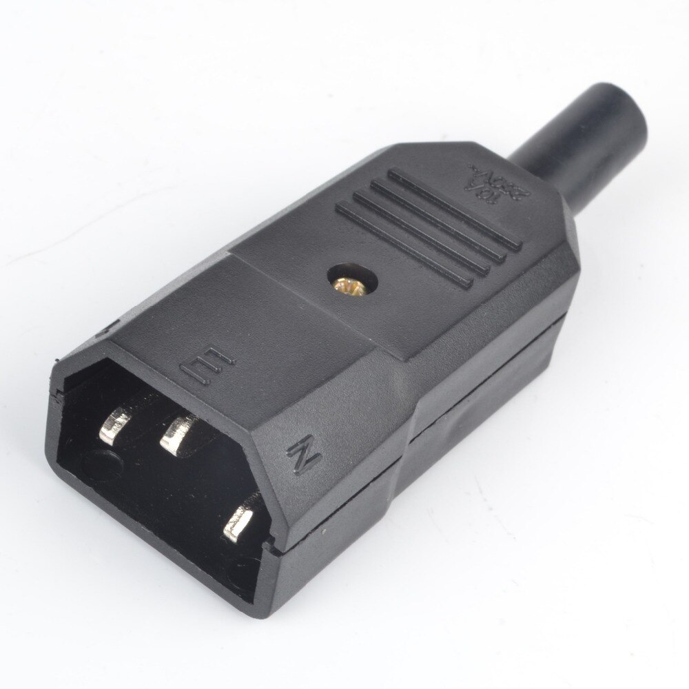 10A 250V Black IEC C13 Male Plug Rewirable Power Connector 3 pin ac Socket
