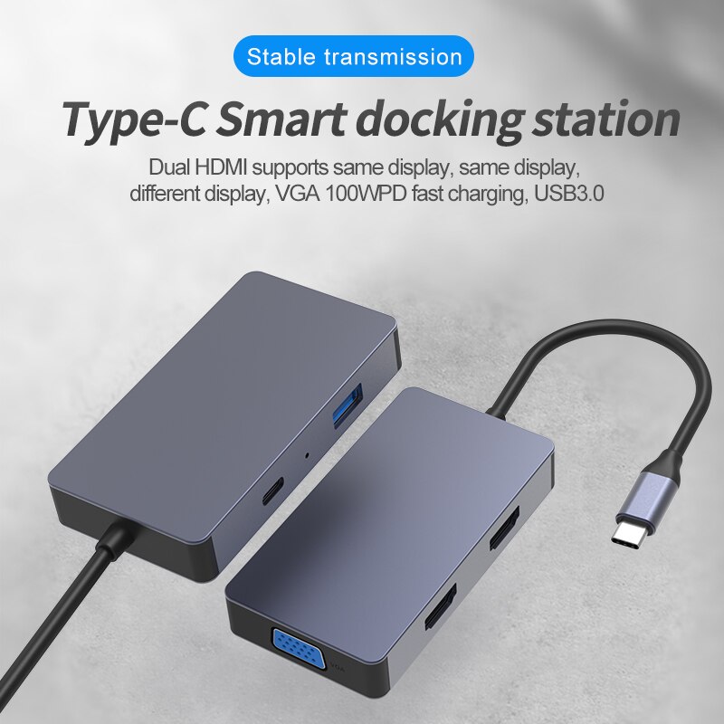 5 in 1 USB C Hub Adapter, 4K USB C to Dual HDMI,US... – Grandado