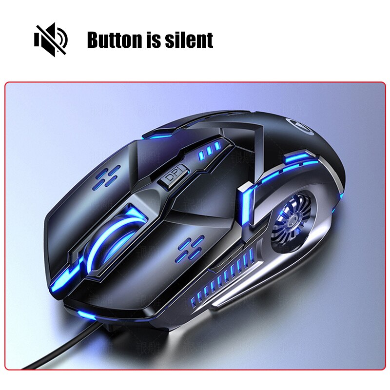 Gaming Mouse Colorful Silent Suitable For Laptop Gamers Mouse 6-button With DPI Optical Sensor RGB Optical Mechanical Mouse: Black Silent