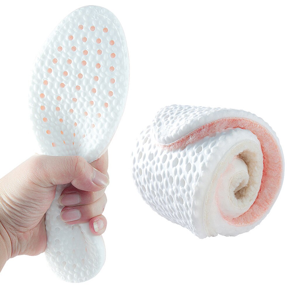Women High Density Fluff Warm Soft Sport Insoles Female Men High Elasticity Good Shock Absorption Breathable Mesh Shoes Insert