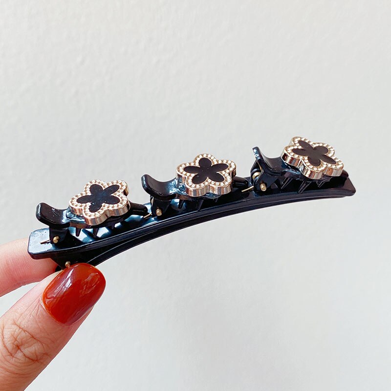 Horquillas trenzadas con perlas y flores para mujer, pinzas decorativas para el cabello, pasadores de sujeción, diadema, accesorios para el cabello: 8