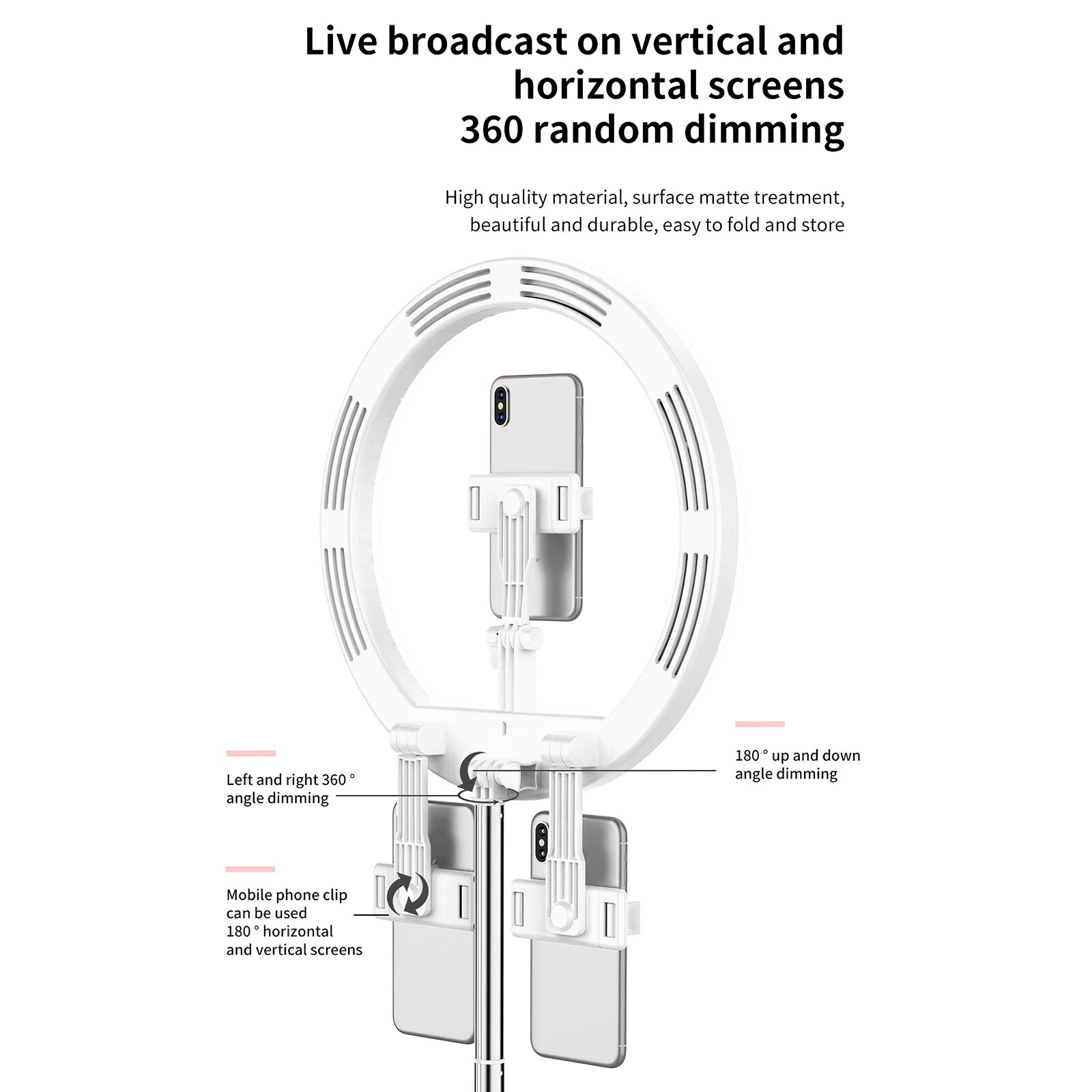 Fill Light Three-Camera Mobile Phone Live Fill Light Ring Light Integrated Folding Portable Fill Light Even Fill Light