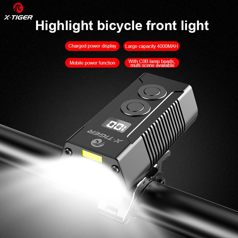 X-TIGER Outdoor Fiets Licht Usb Opladen Led Zaklamp Regendicht Mountainbike Voorlamp Als Power Bank Fiets Accessoires
