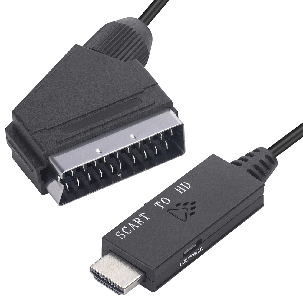 HD 1080P Scart To HDMI-compatible Adapter Scart Male to HDMI Female Audio Video Converter Adapter with USB Cable for HDTV/DVD/PC