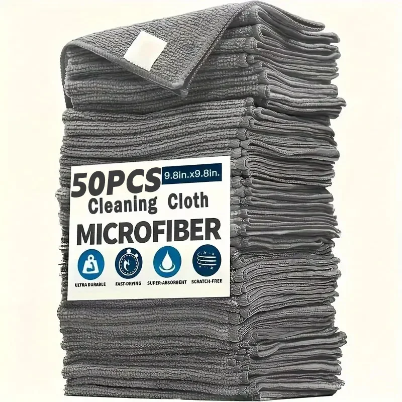 Thicken Microfiber Cleaning Cloths Lint Free Microfiber Cleaning Towel Cloths Reusable Cleaning Towels Absorbent for Car Window: Silver