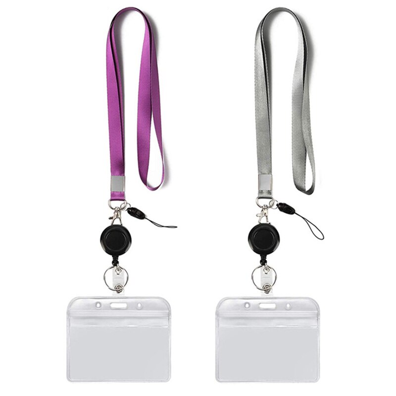 ID Badge Holder with Retractable Lanyard Name Badge Holdestudents Work Bank Credit Card Bus Card Case With Lanyard