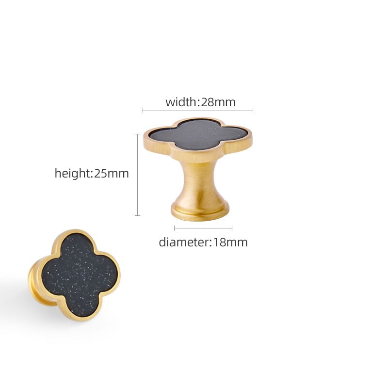 Klavertje Vier Messing Deurknoppen En Handgrepen Voor Keukenkast Kast Europese Meubels Schuifladegrepen Pulls Groen: 1PC Black