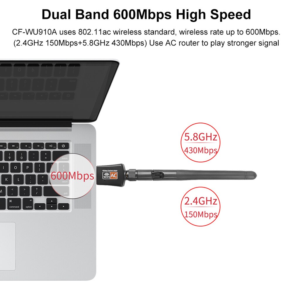 5Ghz 2.4Ghz 600 mb/s mini adapter USB WiFi RTL8811AU na komputer stacjonarny/laptop/PC bezprzewodowy dwuzakresowy 802.11ac